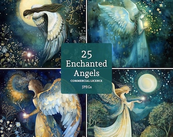 Enchanted Angel Clipart, 25 High Quality JPGs, Spiritual Art, Heavenly Angel Images, Card Making, Junk Journaling COMMERCIAL USE | BR0320-1