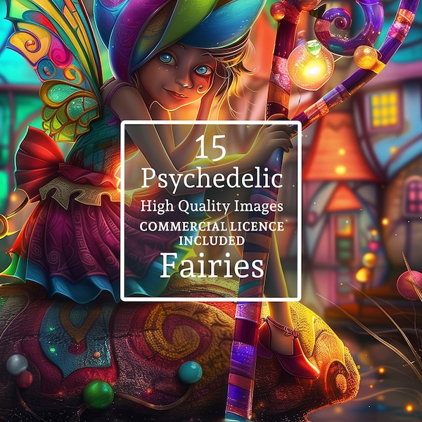 15 Psychedelic Fairies Clipart Set High Quality Designs, 15 JPGs, Fantasy Art, Wall Art, Crafting COMMERCIAL USE Digital Download | AR0426-2