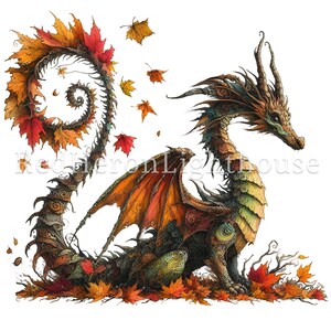 Autumn Dragon Clipart, 18 High Quality Pngs/jpgs, Quirky Fall Dragon ...