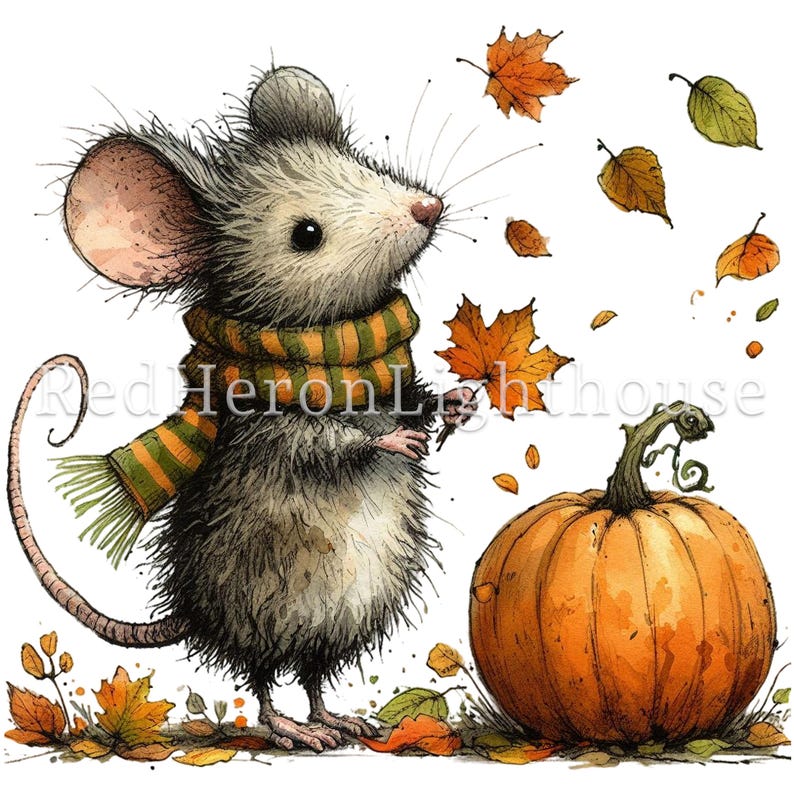 Cute Autumn Mice Clipart Set, 16 Pngs/jpegs, Adorable Fall Mice Designs ...