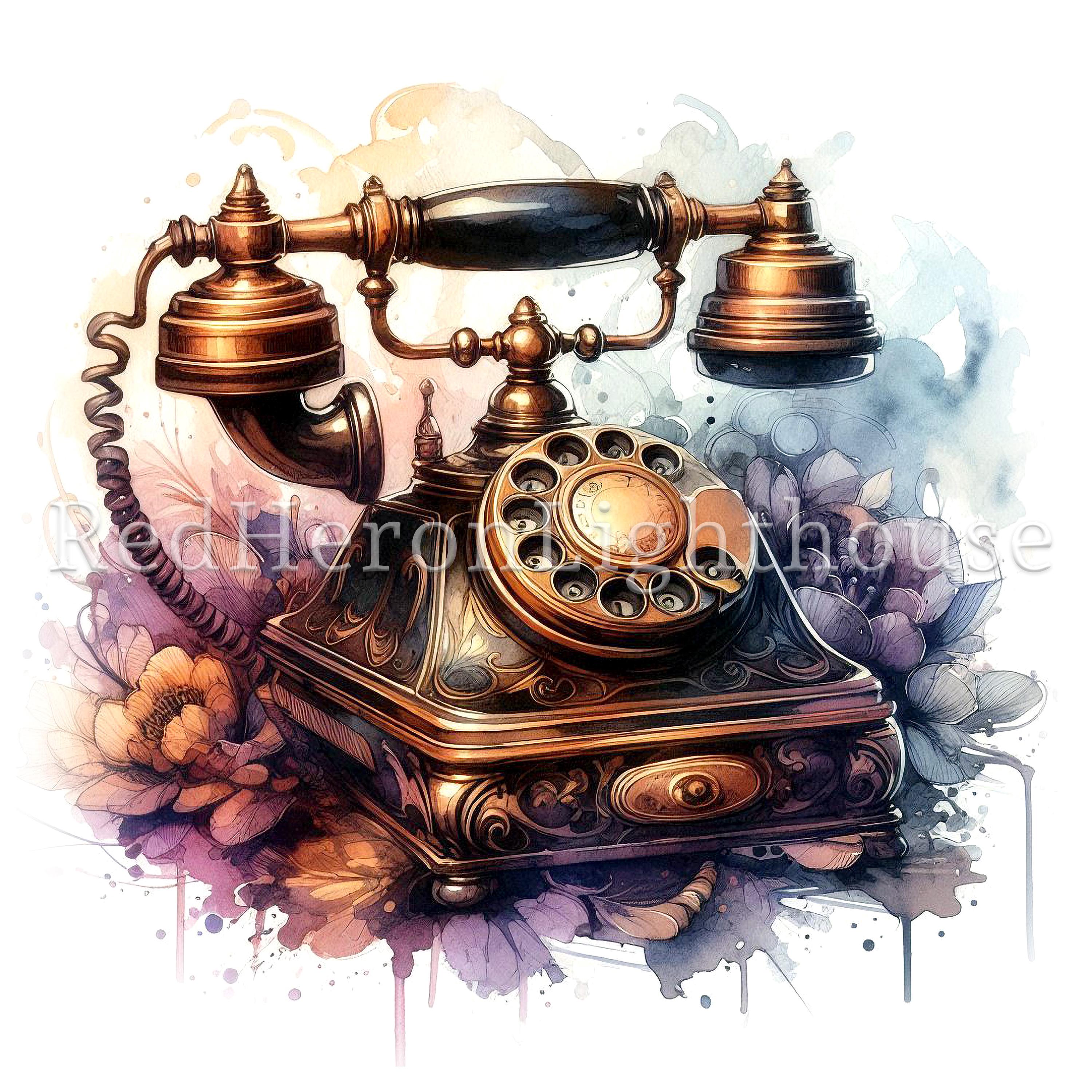 vintage-telephone-clipart-watercolour-victorian-antique-printable-12