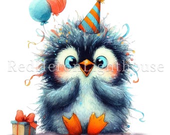 Birthday Penguin Clipart, 11 High Quality Pngs/jpgs, Whimsical