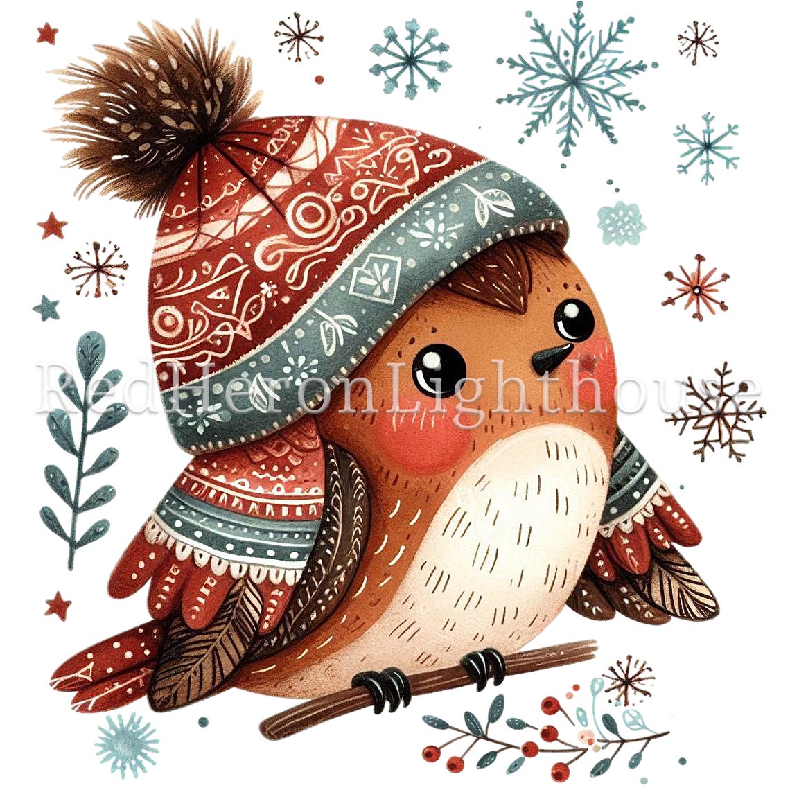 Cute Christmas Robin Clipart Set, 16 Pngs/jpgs, Festive Bird Ephemera ...