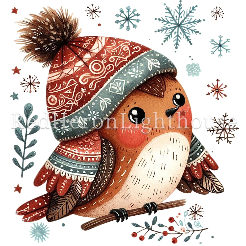 Cute Christmas Robin Clipart Set, 16 Pngs/jpgs, Festive Bird Ephemera ...