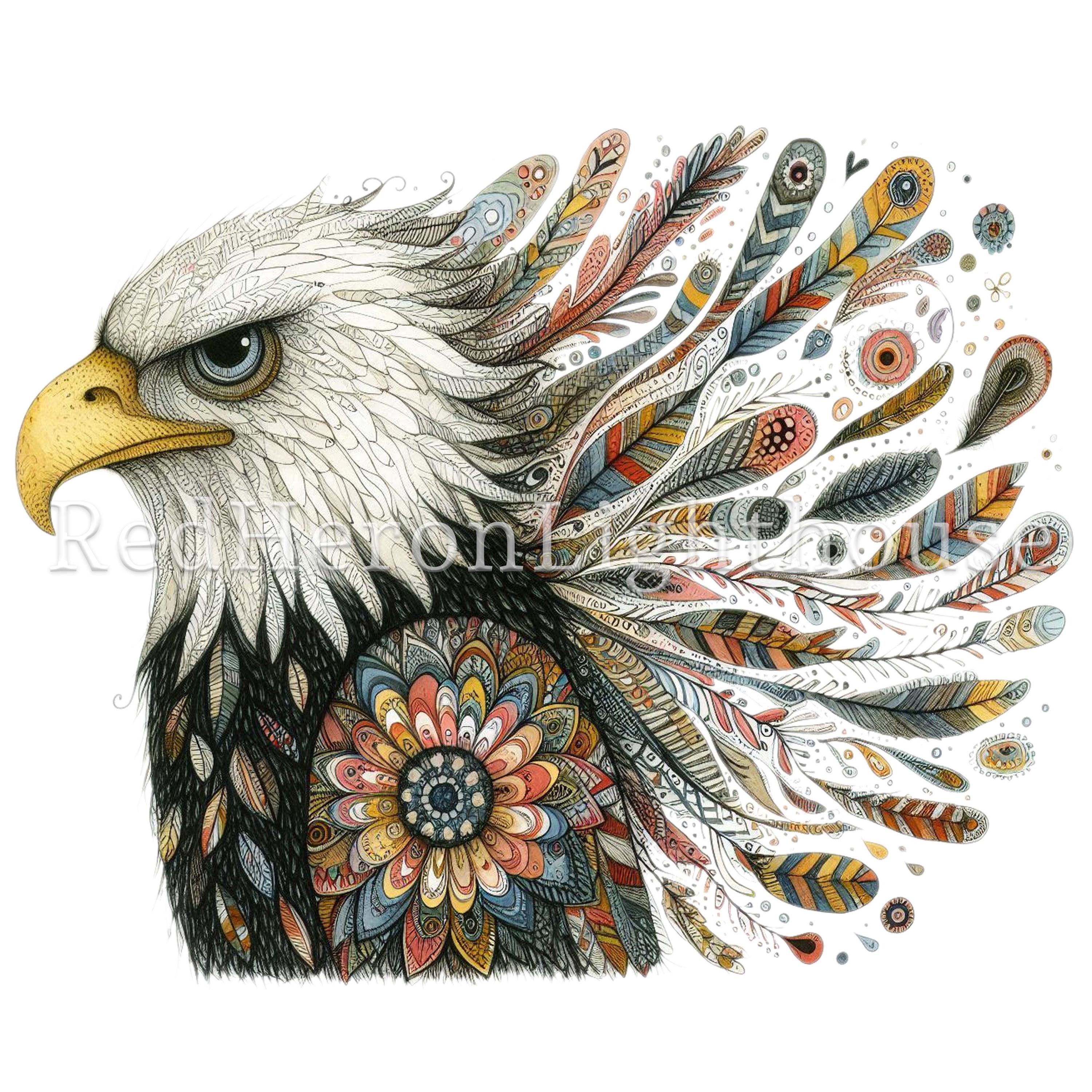 Folk Art Eagle Clipart Set 15 Pngs/jpgs, Native American Clipart ...