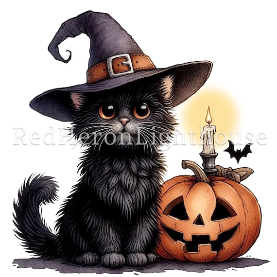 クロ魔女猫 パープル ^(｀∇´)^ ハロウィン ※白猫ランタン付き(訳あり)