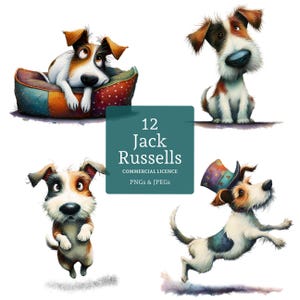 Jack Russell Clipart, 12 High Quality PNGs/JPGs, Caricature Dog Breed Clipart, Journaling, Paper/Digital Craft, COMMERCIAL USE | BR0516-1