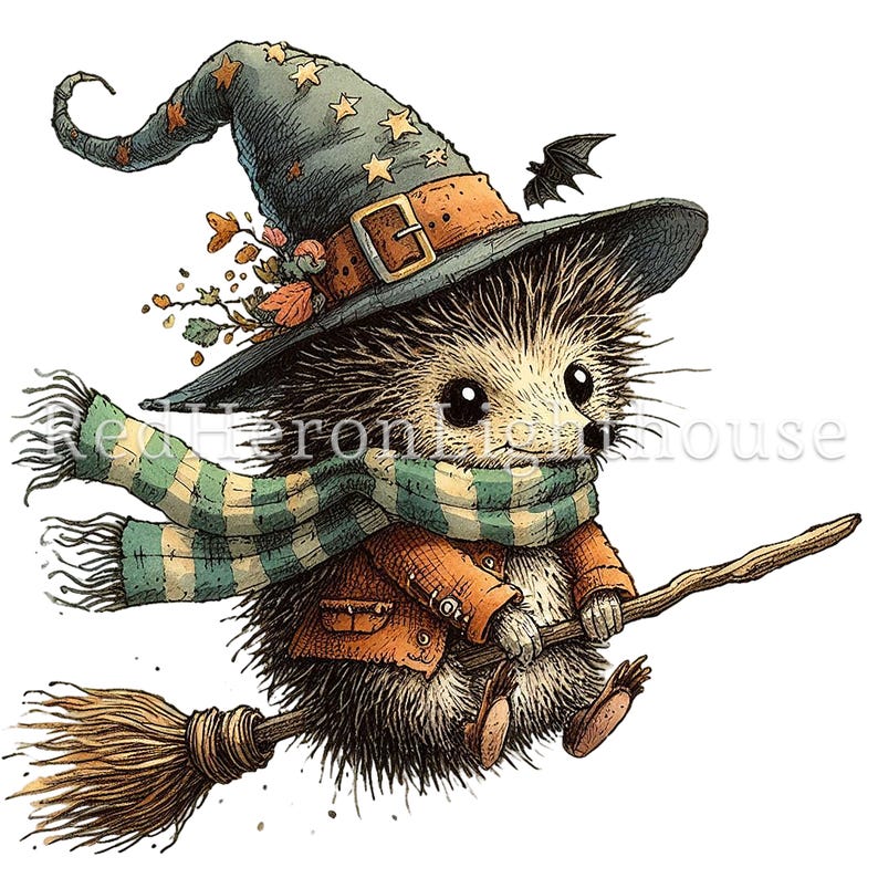Halloween Hedgehog Clipart, 17 High Quality PNGs/JPGs, Cute Autumn Animal, Quirky Holiday Art, COMMERCIAL USE Digital Download | AR0930-1 image 6