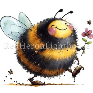 Adorable Bumble Bee Clipart, 15 Pngs/jpgs Cute Honey Bees, Quirky