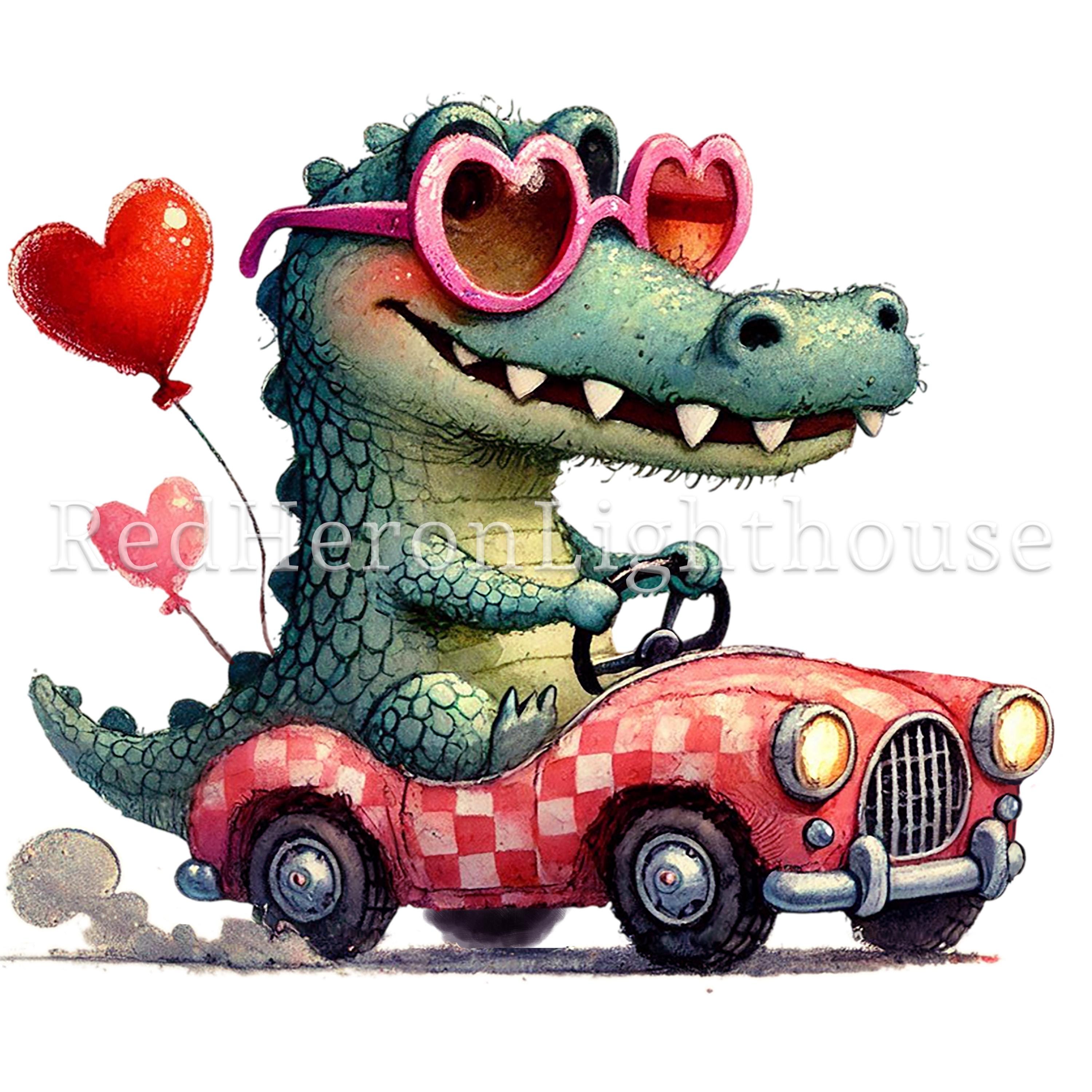 Love Heart Crocodile Clipart, 13 High Quality Pngs/jpgs, Funny