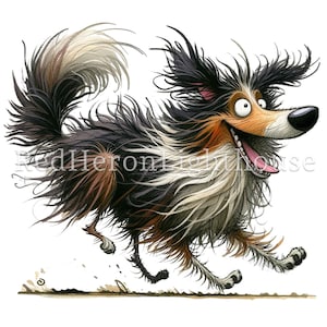 Rough Collie Clipart 20 PNGs/JPGs, Caricature Dog Art, Christmas Pet Images, Funny Animal Clipart COMMERCIAL USE Digital Download | AR1010-2 image 10