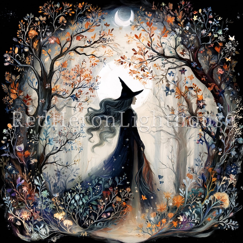 Enchanted Autumn Witch Clipart, 36 High Quality JPGs, Watercolour Halloween Clipart, Card Making, Junk Journaling, Paper/Digital | BR0528-1 image 9