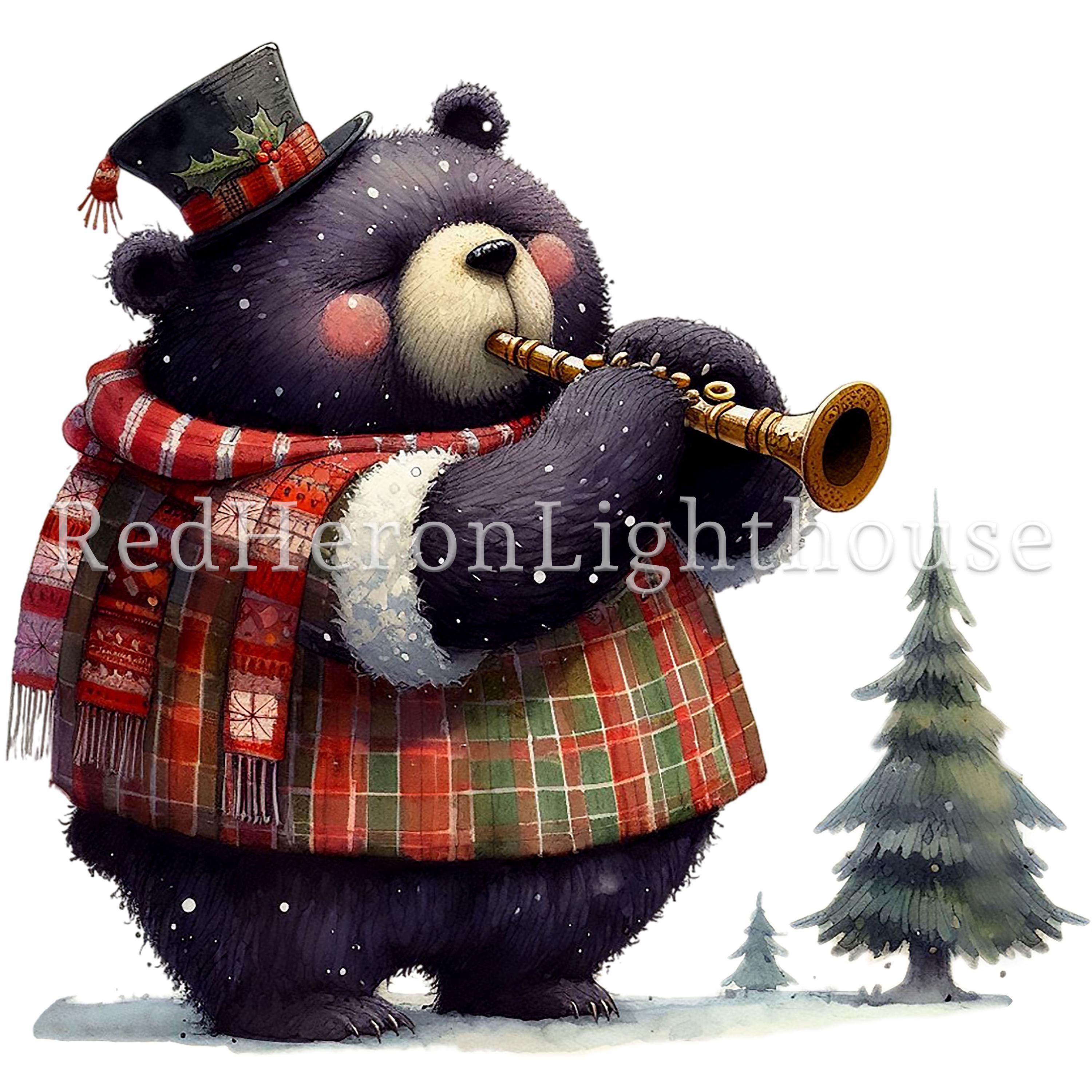 お祝いムード満点の楽器を持ったクマのクリップアート 21枚の高画質PNG