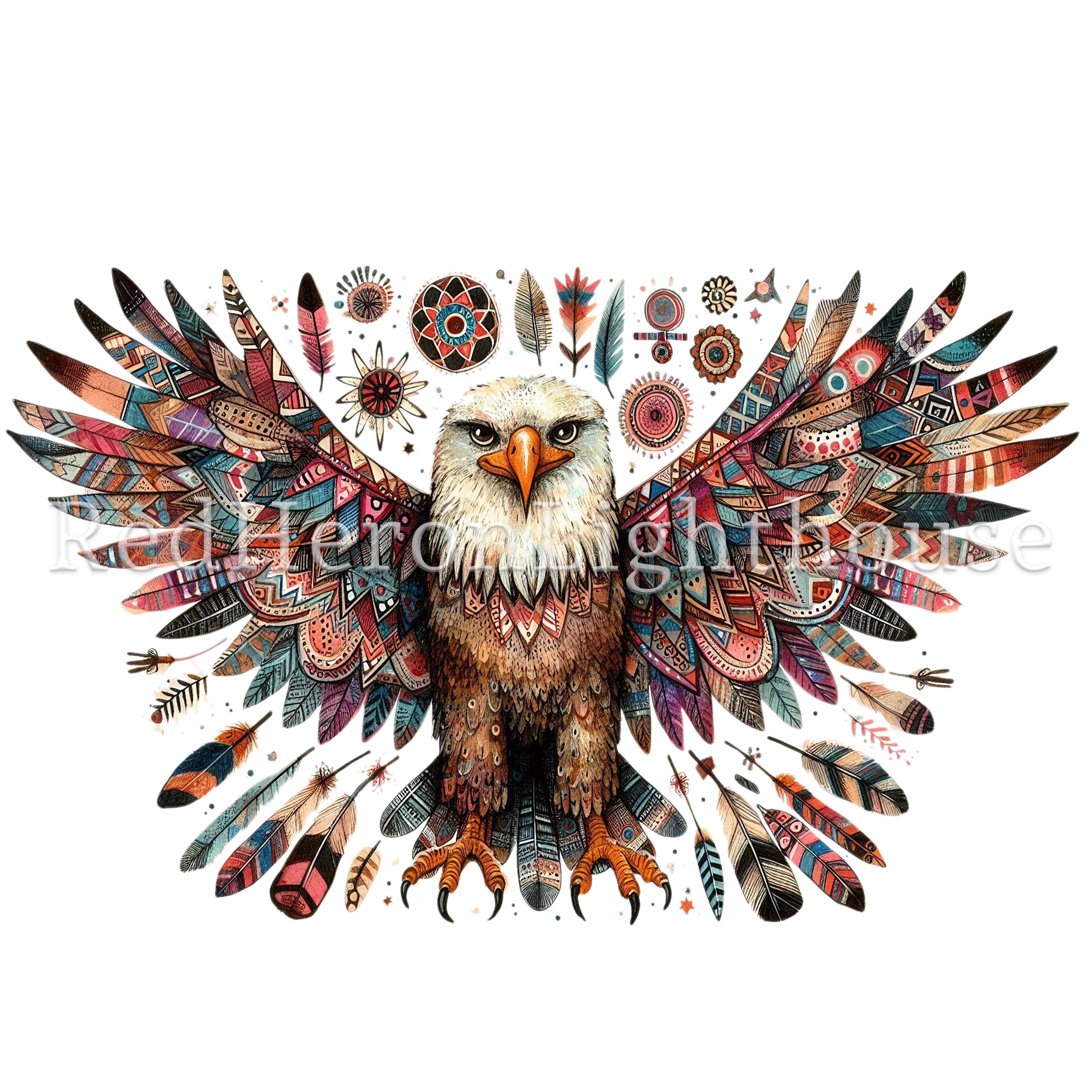 Folk Art Eagle Clipart Set 15 Pngs/jpgs, Native American Clipart ...