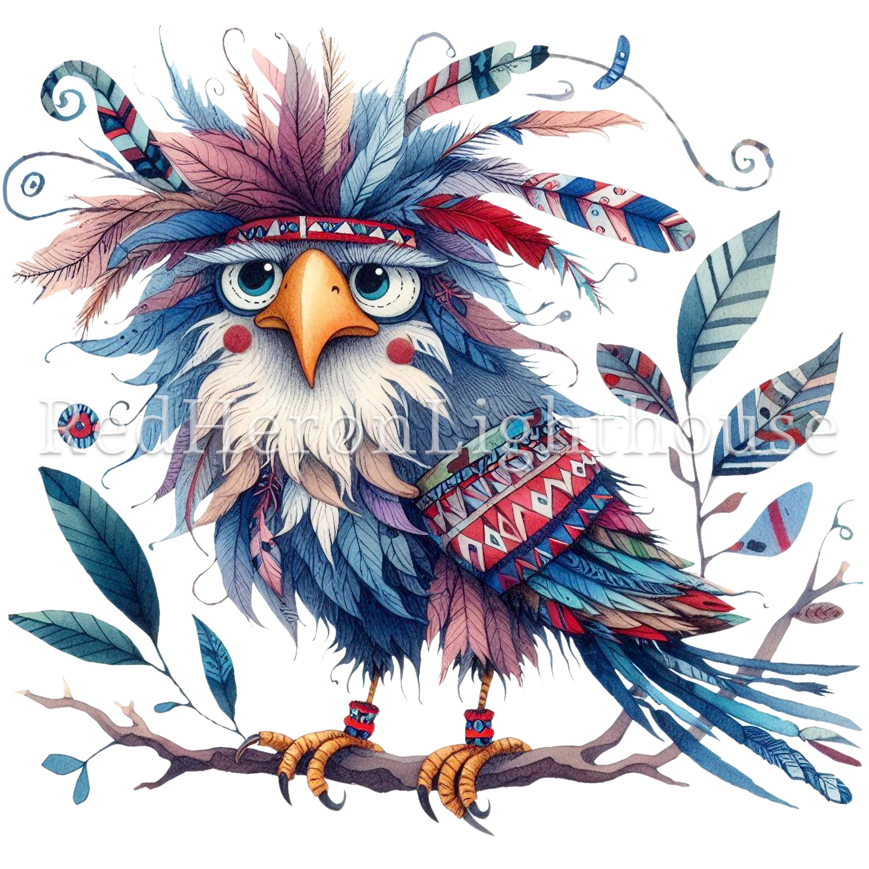 Folk Art Eagle Clipart Set 15 Pngs/jpgs, Native American Clipart ...