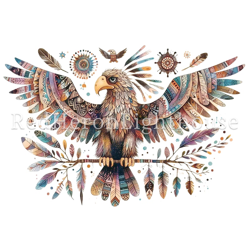 Folk Art Eagle Clipart Set 15 Pngs/jpgs, Native American Clipart ...