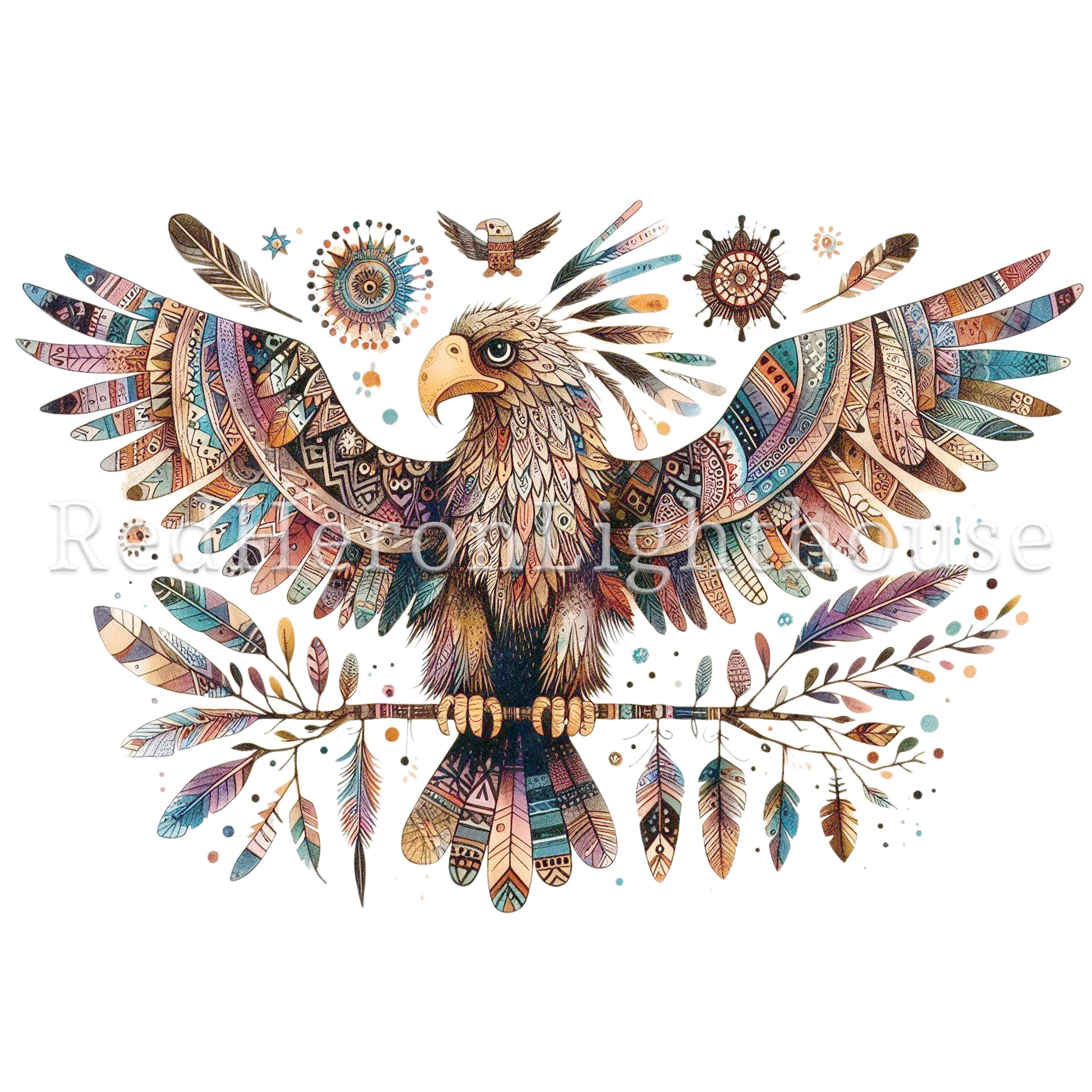 Folk Art Eagle Clipart Set 15 Pngs/jpgs, Native American Clipart ...