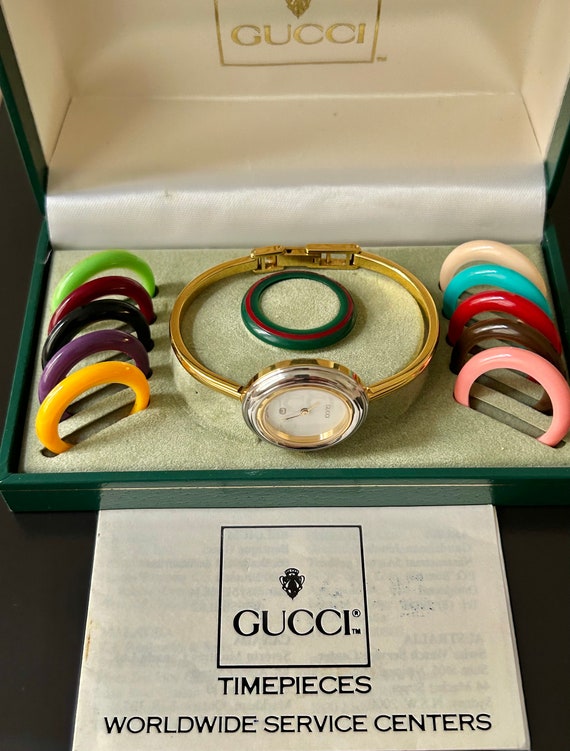 Gucci fine 6 1/2” authentic women's gold bangle w… - image 1