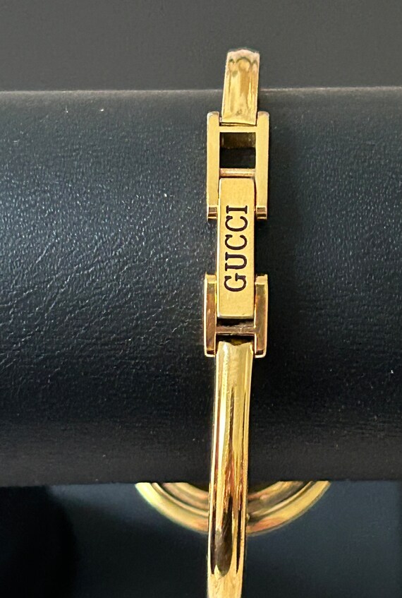 Gucci fine 6 1/2” authentic women's gold bangle w… - image 4