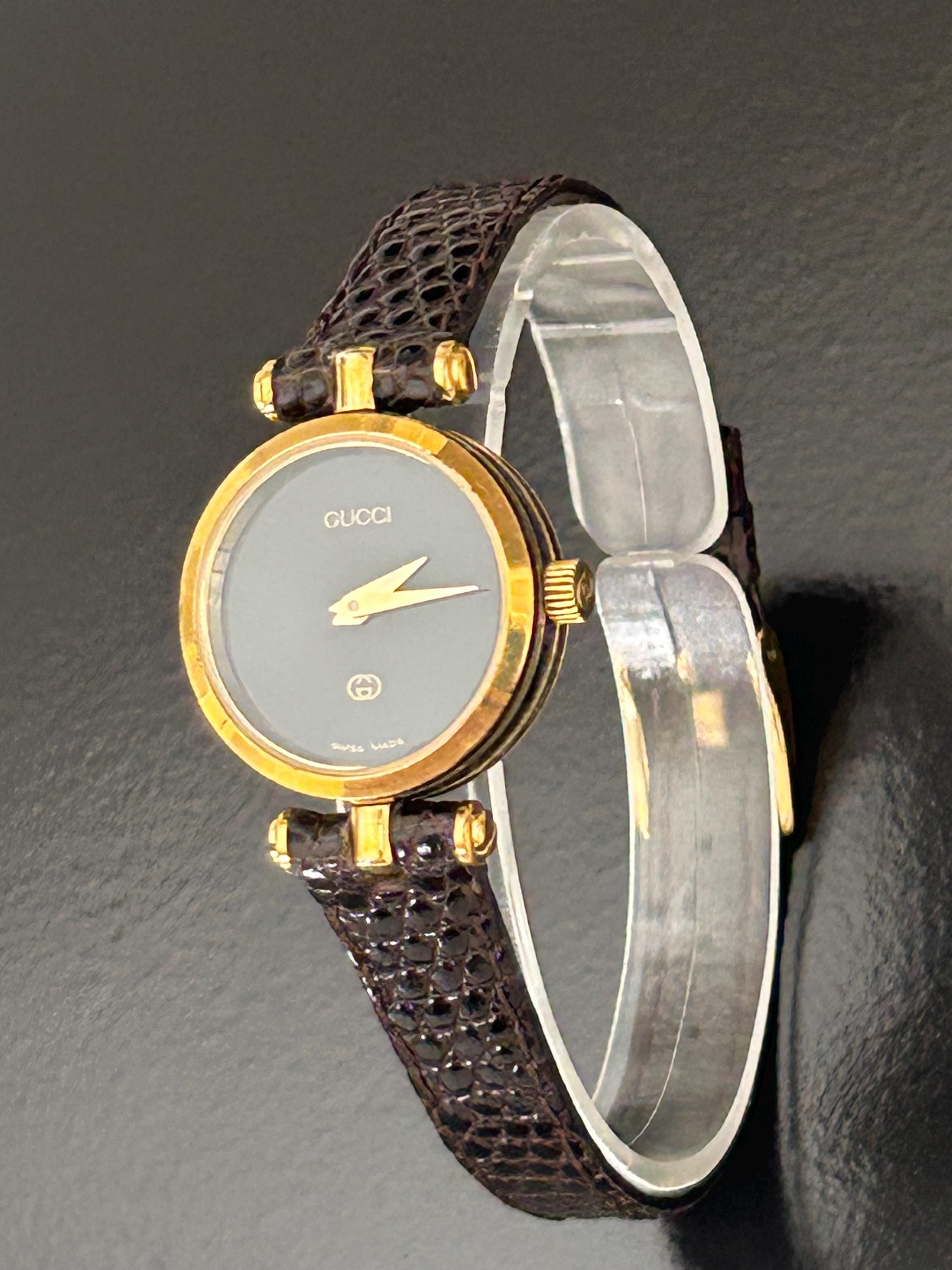 時計 OLD GUCCI leather belt watch Vintage Gucci Watch With Leather Strap - Etsy