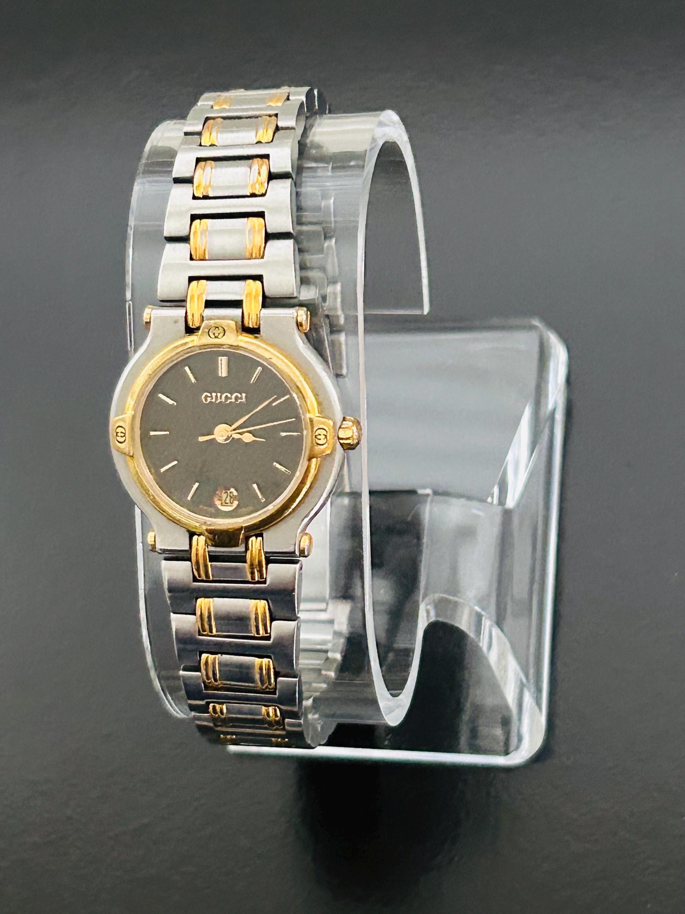 GUCCI 9000L WATCH Woman Gold SILVER DATE VINTAGE Working