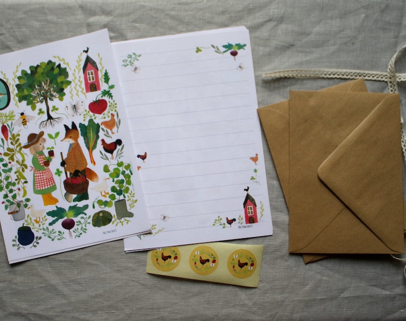 Letter writing set, farm garden letter set, illustrated letter set, nature letter writing set, eco friendly letter writing set image 8