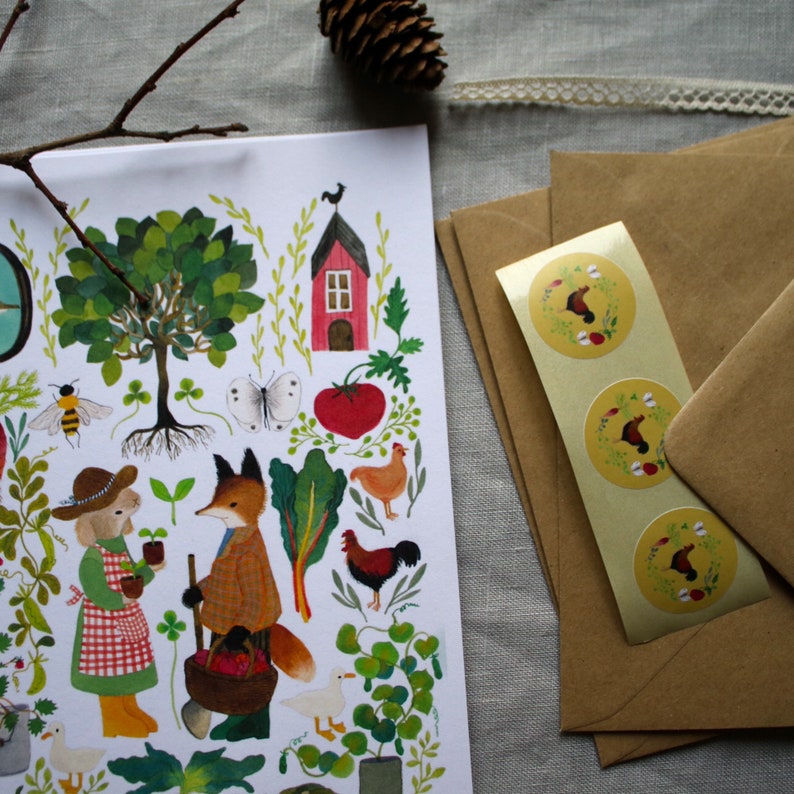 Letter writing set, farm garden letter set, illustrated letter set, nature letter writing set, eco friendly letter writing set image 9