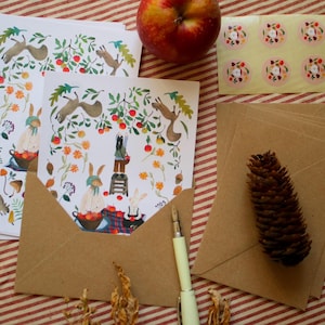 Set per scrivere lettere, set per scrivere mele e conigli, set per scrivere lettere illustrate, set per scrivere lettere sulla natura, set per scrivere lettere ecologiche