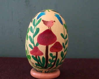 Uovo dipinto a mano, uovo in legno dipinto a mano, uovo di pasqua illustrata