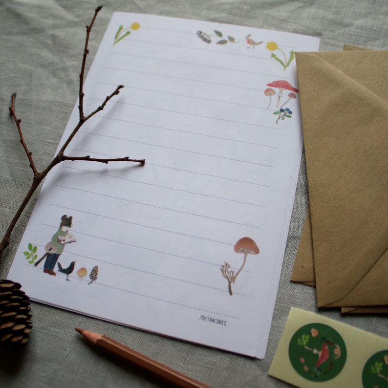 Letter writing set, forest letter set, illustrated letter set, nature letter writing set, eco friendly letter writing set image 6