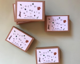 Gioco di memoria, gioco di carta, gioco di memoria con animali e alfabeti, gioco per bambini di carta illustrato