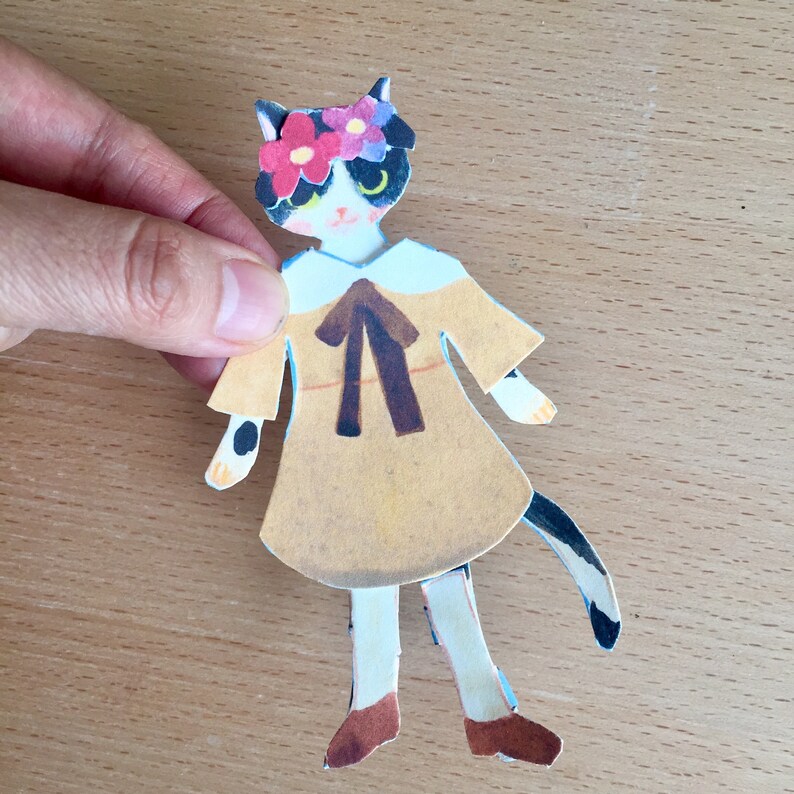 Instant Download Paper Doll With Dresses Printable Cat Paper - Etsy