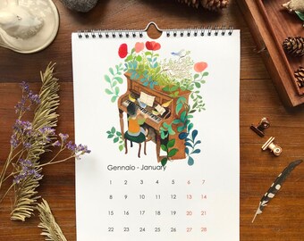 Wall calendar 2024, illustration wall calendar, waterlocolor calendar, nature and animals calendar, fairytale calendar