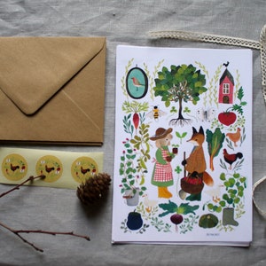 Letter writing set, farm garden letter set, illustrated letter set, nature letter writing set, eco friendly letter writing set image 1