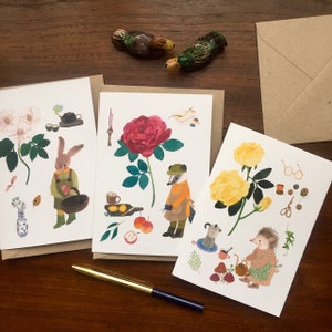 Cartes de voeux, collection de cartes de voeux roses, jeu de cartes de correspondance fleurs, jeu de 12 cartes de correspondance, jeu de cartes de voeux, jeu de cartes de voeux amoureux des fleurs