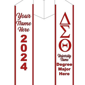 Delta Sigma Theta Customized Graduation Stole Class of 2024 Predesigned Layout with Add Ons Delta Shirt, Delta Sigma Theta, Delta 1913, DST As Shown