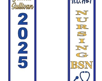 NURSING SEMI Glitter vinyl Customized Graduation Stole | Class of 2025 |NURSING Predesign Layout | North Carolina A&T State University Aggie
