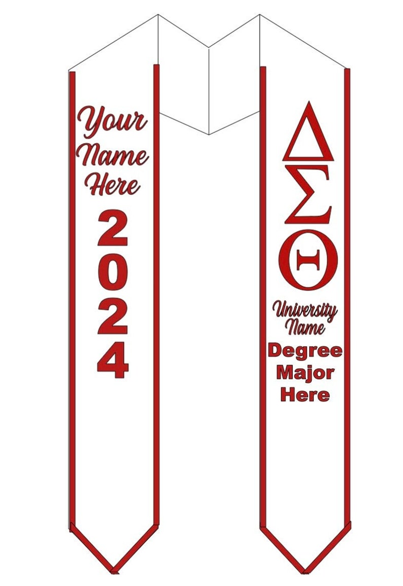 Delta Sigma Theta Customized Graduation Stole Class of 2024 Predesigned Layout with Add Ons Delta Shirt, Delta Sigma Theta, Delta 1913, DST As Shown