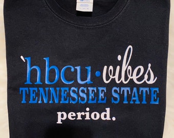 Semi glitter HBCU-Vibes Tennessee State| T-Shirt, TSU, Women’s clothing, Women’s Tee, Women’s shirt, Tennessee State Tiger, Fashion, Tee