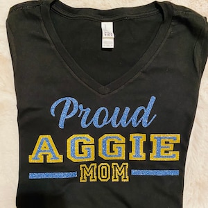 Semi Glitter Proud Mom North Carolina A&T State University, Women&#39;s clothing, Women&#39;s Tee, Women&#39;s shirt, Aggies, Tee