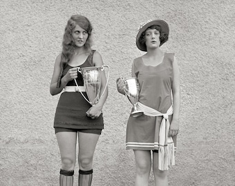 Bathing Beauty Contest, 1922. Digital Photo Download. Vintage Black & White Photograph. Summer, Beach, Flappers, 1920s, 20s.