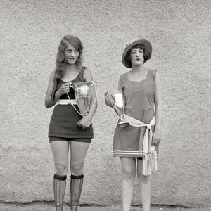 Bathing Beauty Contest, 1922. Vintage Photo Reproduction Print. Black & White Photograph. Summer, Beach, Flappers, 1920s, 20s.