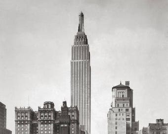 Empire State & Midtown Manhattan, 1931. Digital Photo Download. Vintage Black and White Photograph. New York City, 1930s, 30s.