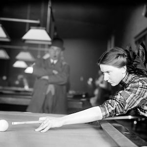 Vintage photo-Eight Ball Pool Room-Old Car-8x10 in. Vintage photo-Eight Ball Pool Room-Old Car-8x10 in.