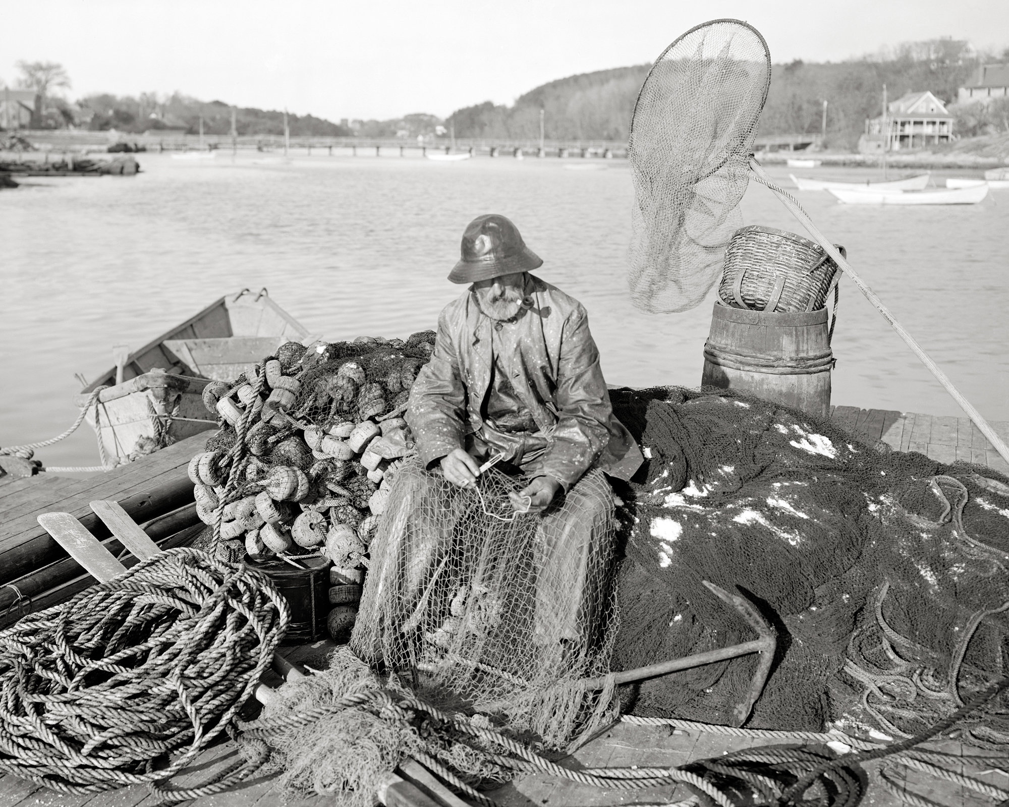 Cape Ann Fisherman, Vintage Photo Reproduction Black