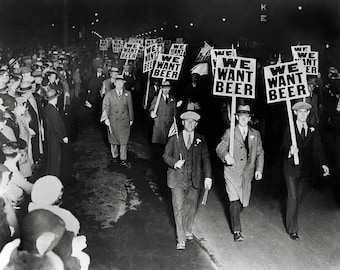We Want Beer! Prohibition Protest, 1931. Digital Photo Download. Vintage Black & White Photograph. 1930s, 30s, Historical.