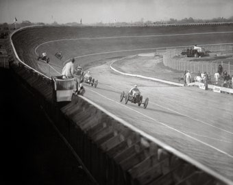 Board Track Speedway, 1925. Digital Photo Download. Vintage Black & White Photograph. Auto Racing, Race Car, Man Cave, 1920s, 20s.