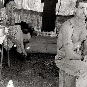 Young Farm Couple, 1939. Vintage Photo Reproduction Print. Black & White Photograph. Farmer, Rural, Harvest, Great Depression, 1930s.