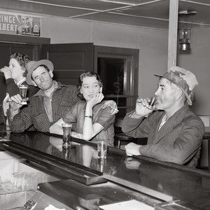 Saturday Night at the Saloon, 1937. Vintage Photo Reproduction Print. Black & White Photograph. Bar, Pub, Beer, Whiskey, 1930s, 30s.
