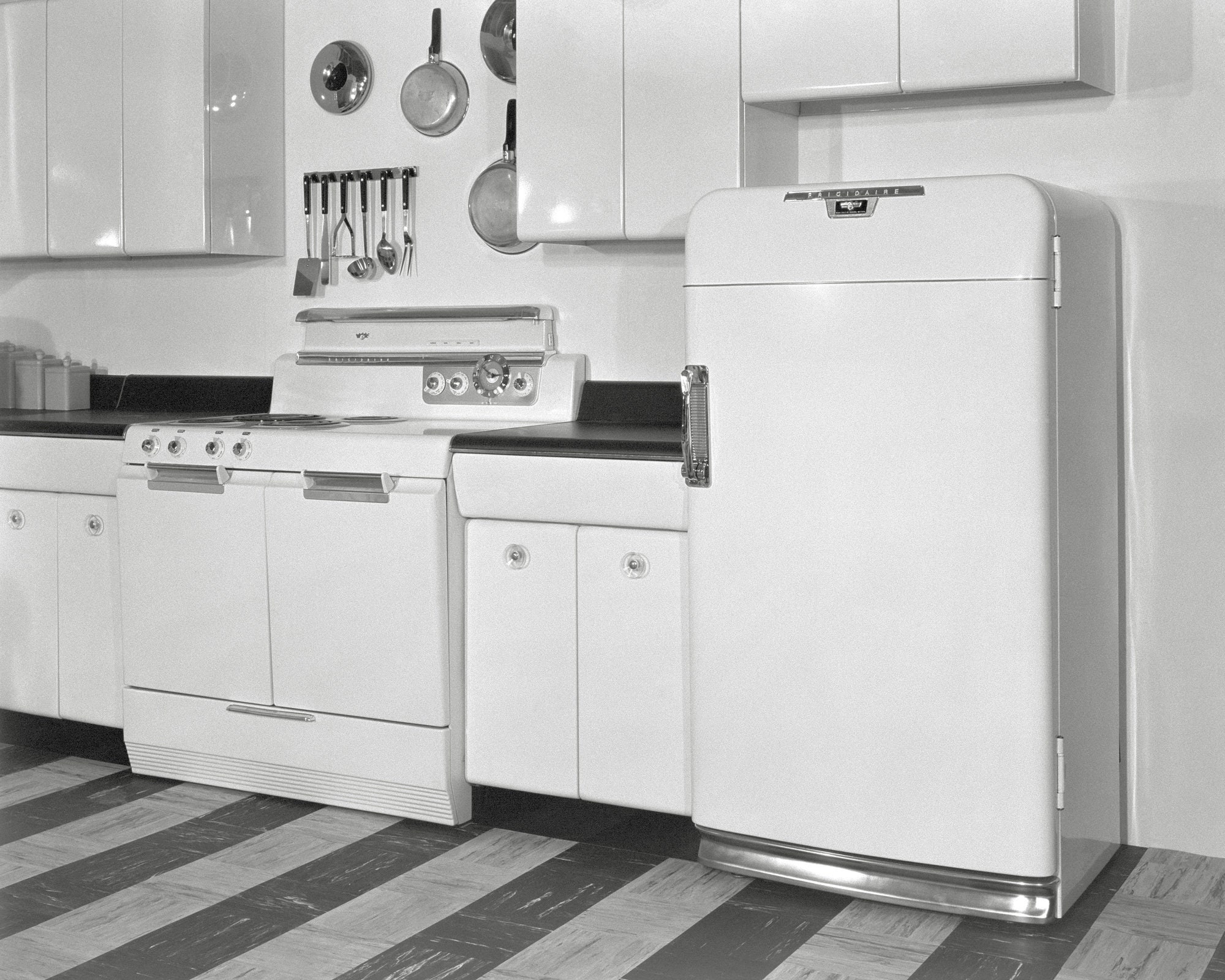 Mid-century Kitchen, 1951. Vintage Photo Reproduction Print. Black ...